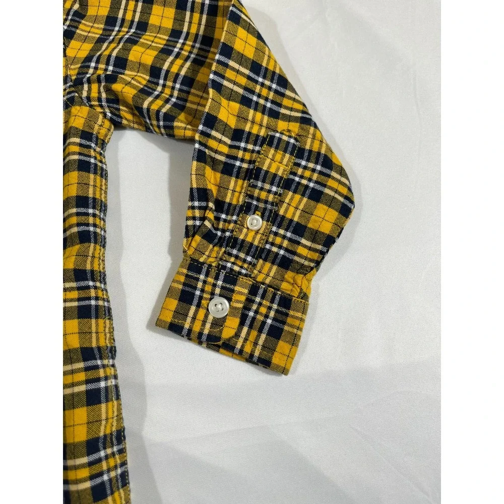 The Children's Place Boys 3T Yellow Plaid Button Up Shirt Long Sleeve Cotton